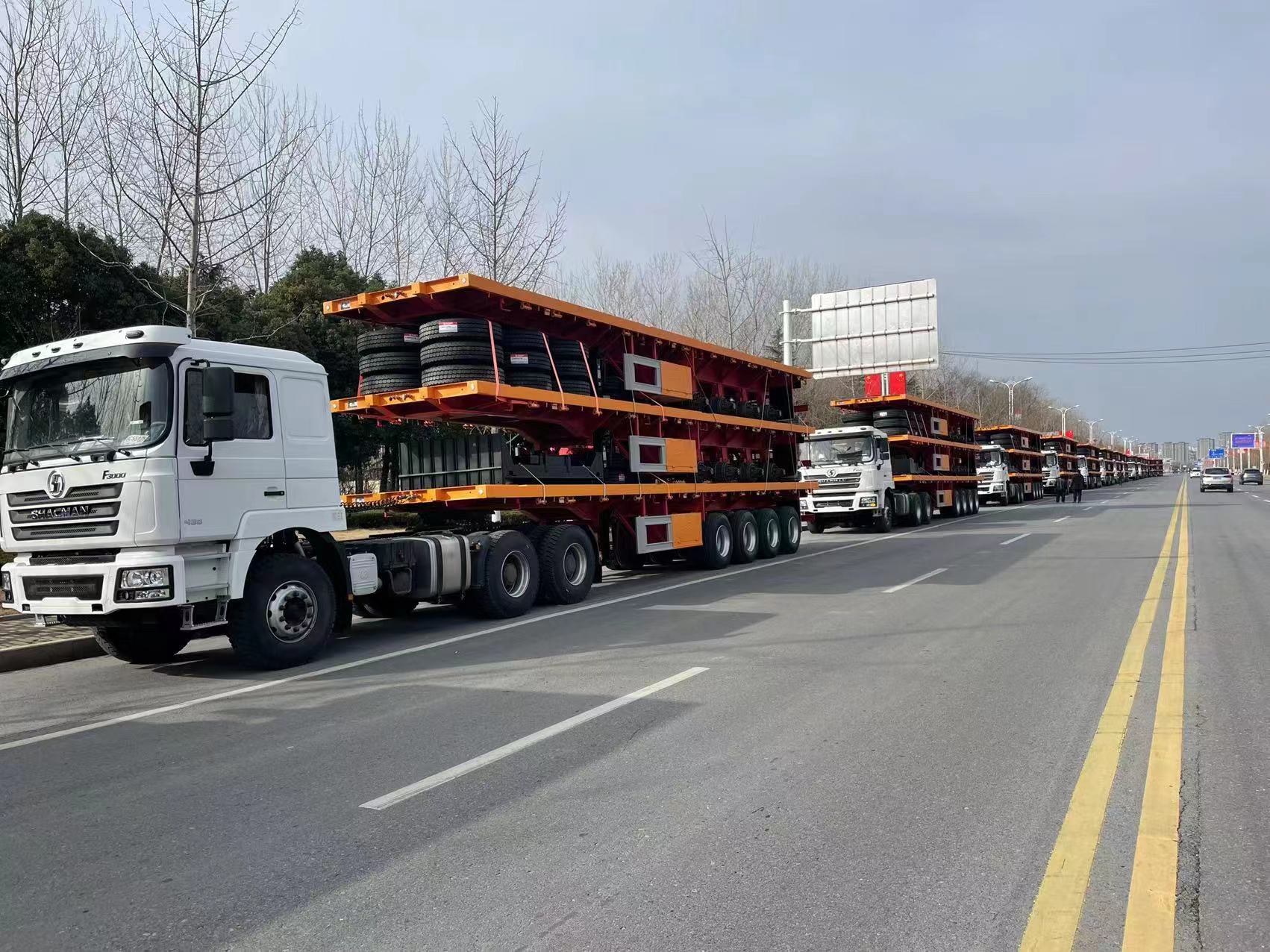 4-akslede Flatbed Semi Trailers er klar til forsendelse til det afrikanske land